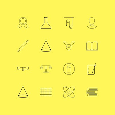 科学线性图标集。简单的轮廓图标