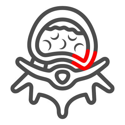 坐骨神经痛线图标，人类疾病概念，坐骨神经痛背痛标志在白色背景，椎间盘炎症图标在轮廓风格的移动概念和网