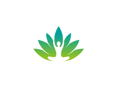 创意抽象身体禅瑜伽荷叶标志设计矢量符号插图