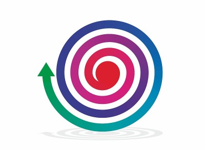 螺旋彩虹箭头。流和变化。矢量插图。