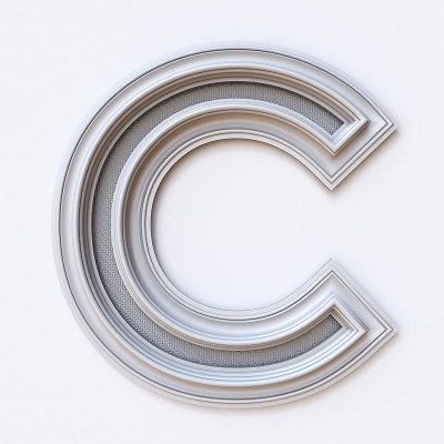 白色画框字体字母C 3D