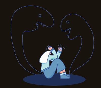 心理障碍。情绪不好的矢量人。