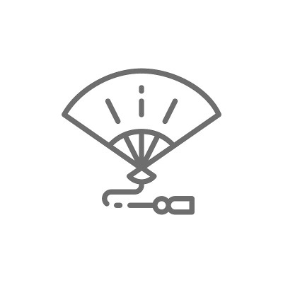 日本手扇，传统艺妓转向线图标。