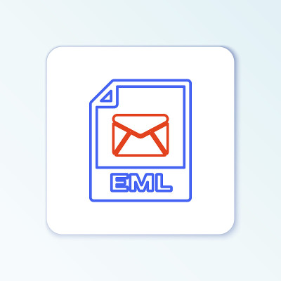 行EML文件文档。下载eml按钮图标孤立在白色背景。EML文件的象征。色彩斑斓的轮廓的概念。向量