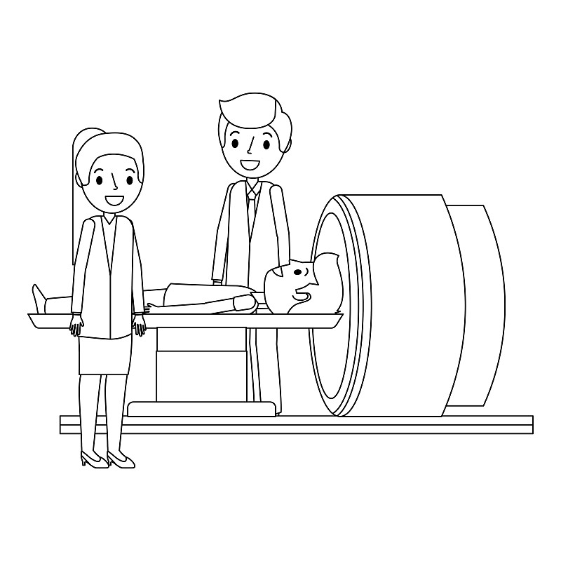 体层扫描机与病人和医生