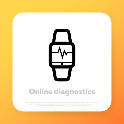 聪明看心电图。医疗保健的概念。矢量线图标的业务和广告
