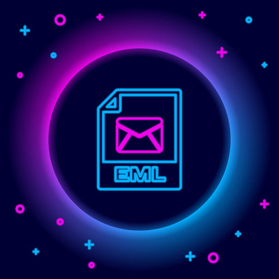 Glowing neon line EML file document. Download eml 