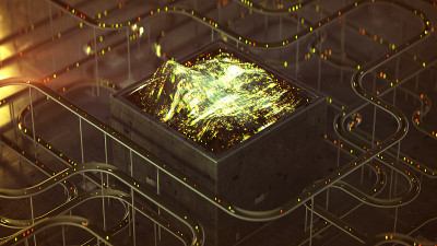 未来的计算机代码处理3D渲染插图