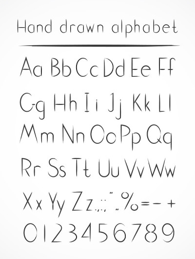 矢量手绘字母。