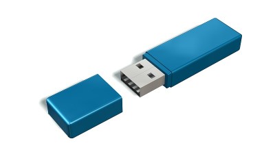 USB闪存驱动器棒隔离白色