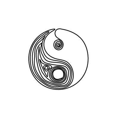 阴阳符号作为线条绘制在白色背景上
