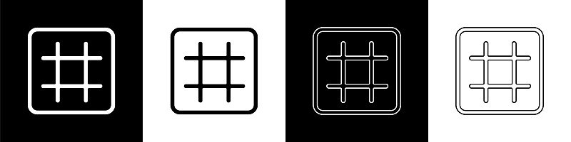Set Waffle icon isolated on black and white backgr