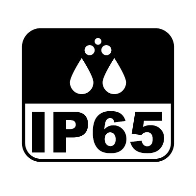 IP65防护证书标准图标。耐水、灰尘或固体的保护符号。矢量插图。