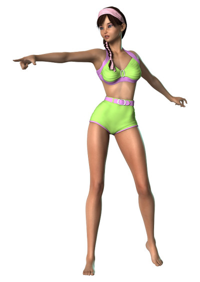 3D渲染少女在白色