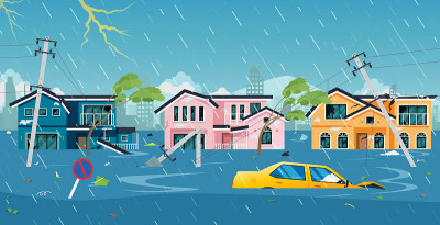 暴风雨正在摧毁这座城市。