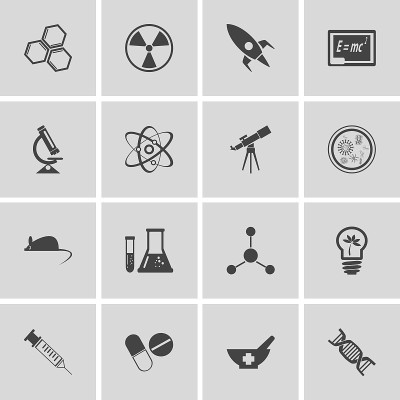 向量图标设置和设计元素。研究、技术