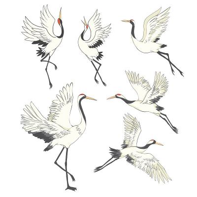 Set of birds. Crane, stork, heron. Vector.