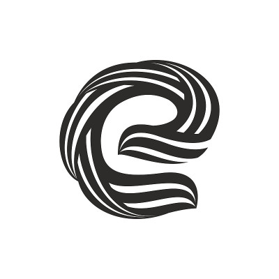 E字母图标由扭曲的线。