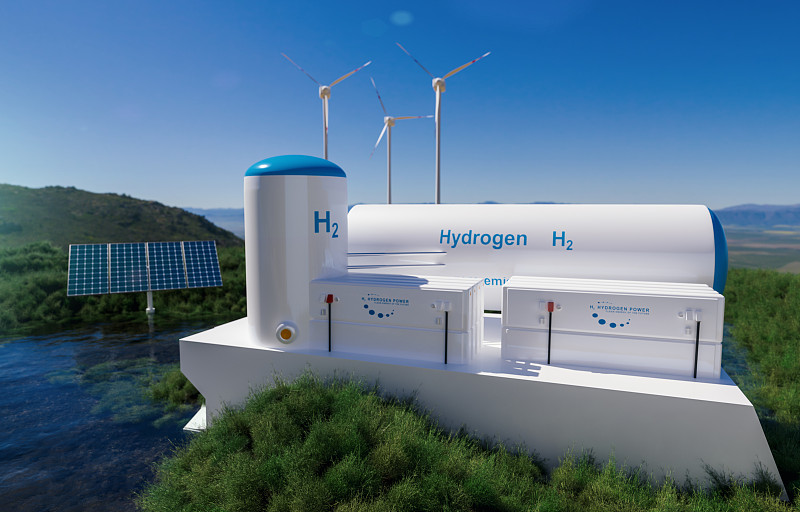 氢可再生能源生产-用于清洁电力、太阳能和风力涡轮机设施的氢气