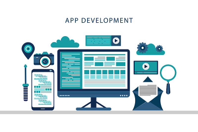 Coding on computer screen - Mobile application dev
