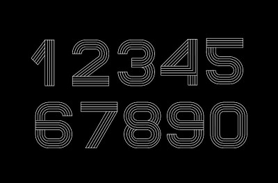 向量线性字体。数字是黑白线。简单和极简的字母在单线风格