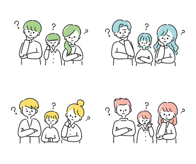 三口之家的插画