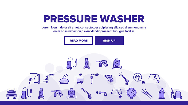 Pressure Washer Tool Landing Header Vector