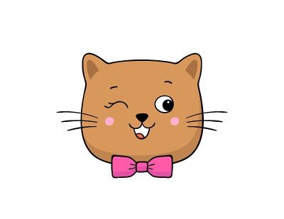 可爱的猫脸。卡通动物的头。矢量插图。