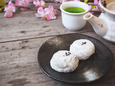 麻糬配绿茶日式甜点