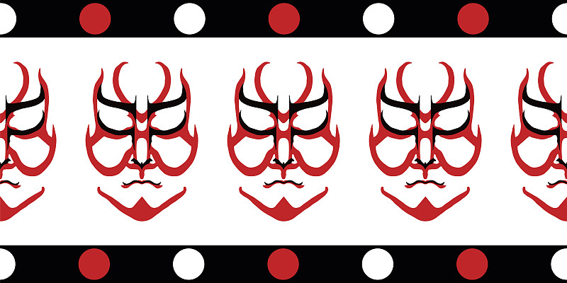 Japanese drama Kabuki face vector border. Banner o