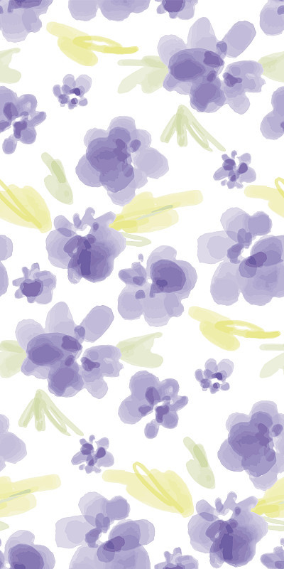花无缝背景图案。水彩花卉手绘，矢量插图。