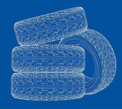 Car tires concept. Vector rendering of 3d