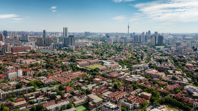 航拍天津市中心建筑景观