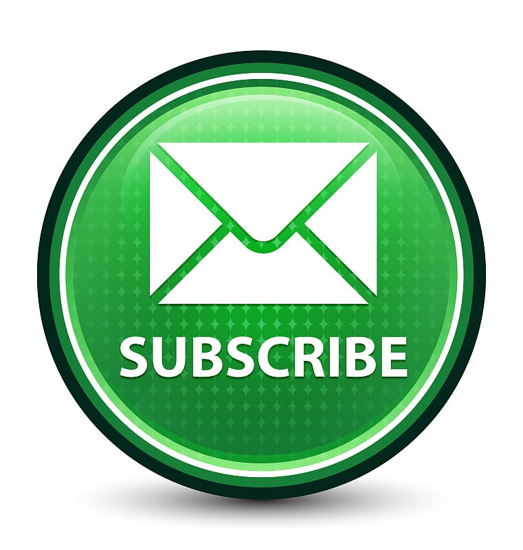 Subscribe (email icon) glossy twinkle green round 