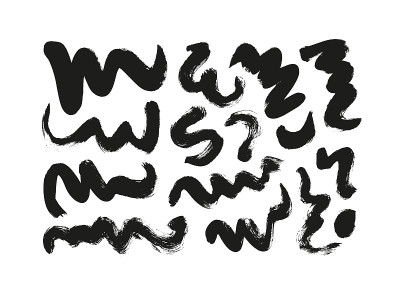黑色油漆波浪笔刷笔画向量集合。