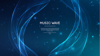 音乐抽象背景蓝色。音乐均衡器，显示声波，音乐背景矢量均衡器概念。