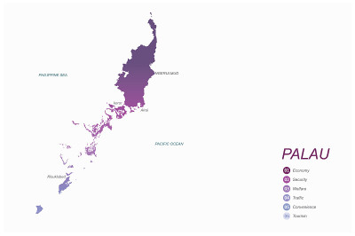 帕劳的地图。大洋洲国家帕劳矢量地图