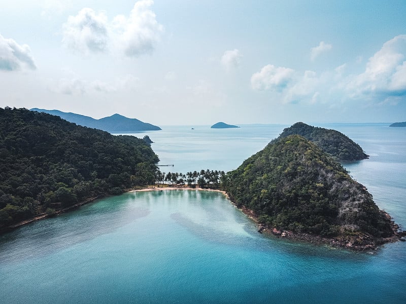 鸟瞰图泰国群岛，海景，岛上的海滩，热带海岛