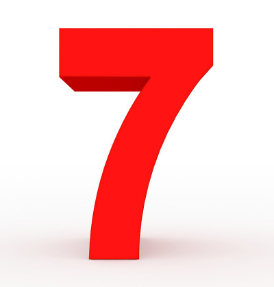 7号3d红色孤立在白色上