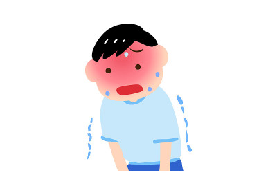 一个男孩因中暑而发抖的插图