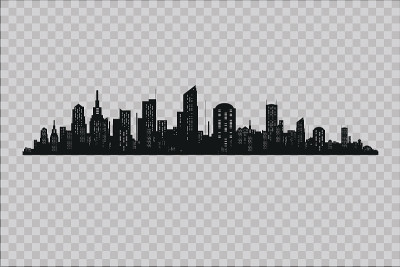 以平直的风格勾勒出城市的轮廓。现代城市景观。矢量图