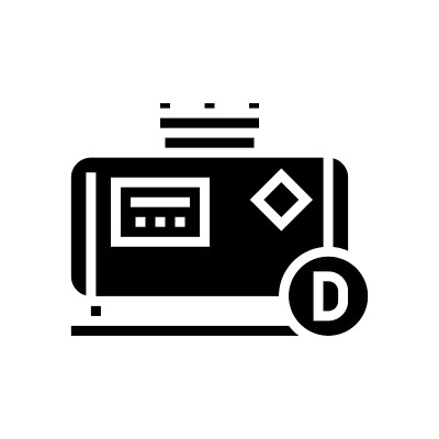 柴油加油站字形图标矢量插图