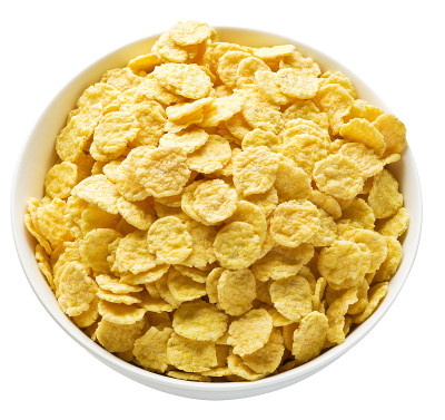 碗里的玉米片。