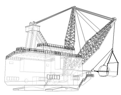 Dragline walking excavator. Vector