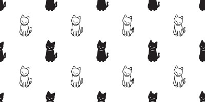 猫无缝图案矢量万圣节孤立的背景重复壁纸卡通