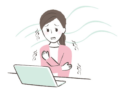 一位女士在冷空气中瑟瑟发抖的插图