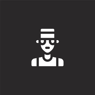 皮条客图标。填充皮条客图标的网站设计和移动，应用程序开发。皮条客图标从充满城市部落收集孤立的黑色背景