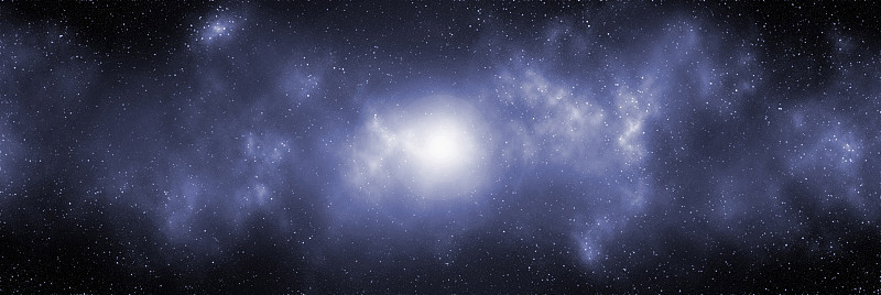 空间背景与星尘和闪亮的星星。逼真的宇宙和彩色星云。色彩斑斓的星系。三维演示
