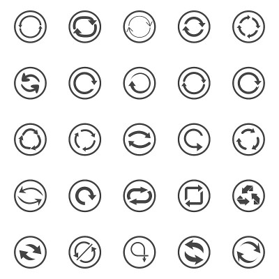 Repeat icons set. set of 25 refresh filled icons s