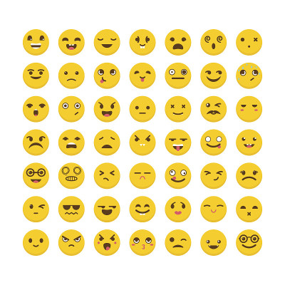 的表情符号。阿凡达。有趣的卡通面孔。可爱的emoji图标